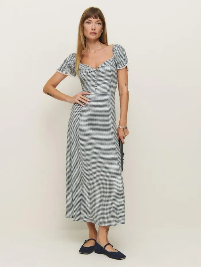 The Reformation Shyla Dress Slate Check 8211 Clothing