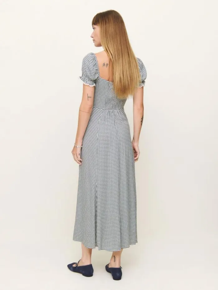 The Reformation Shyla Dress Slate Check 8211 Clothing