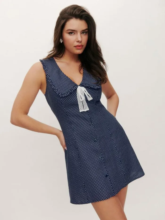 The Reformation Soraya Linen Dress Raindrops 8211 Clothing