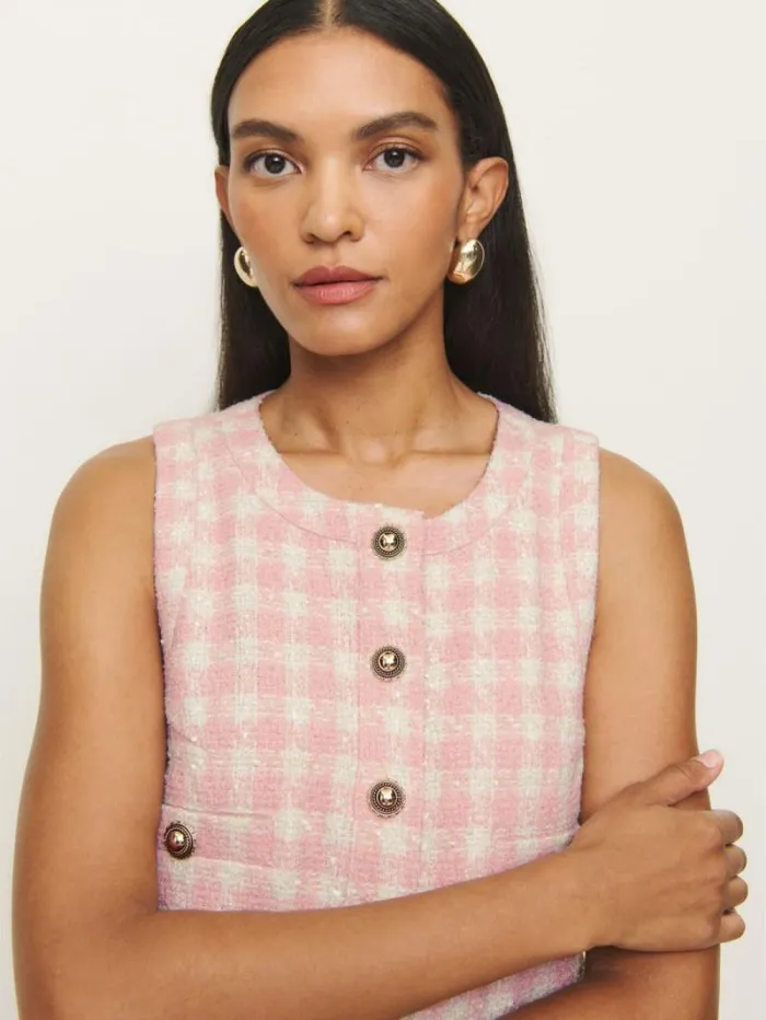 The Reformation Tropez Dress Blush Check 8211 Clothing