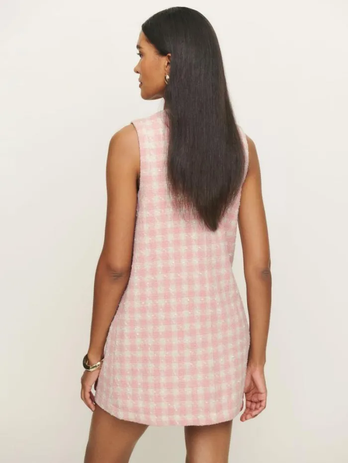 The Reformation Tropez Dress Blush Check 8211 Clothing
