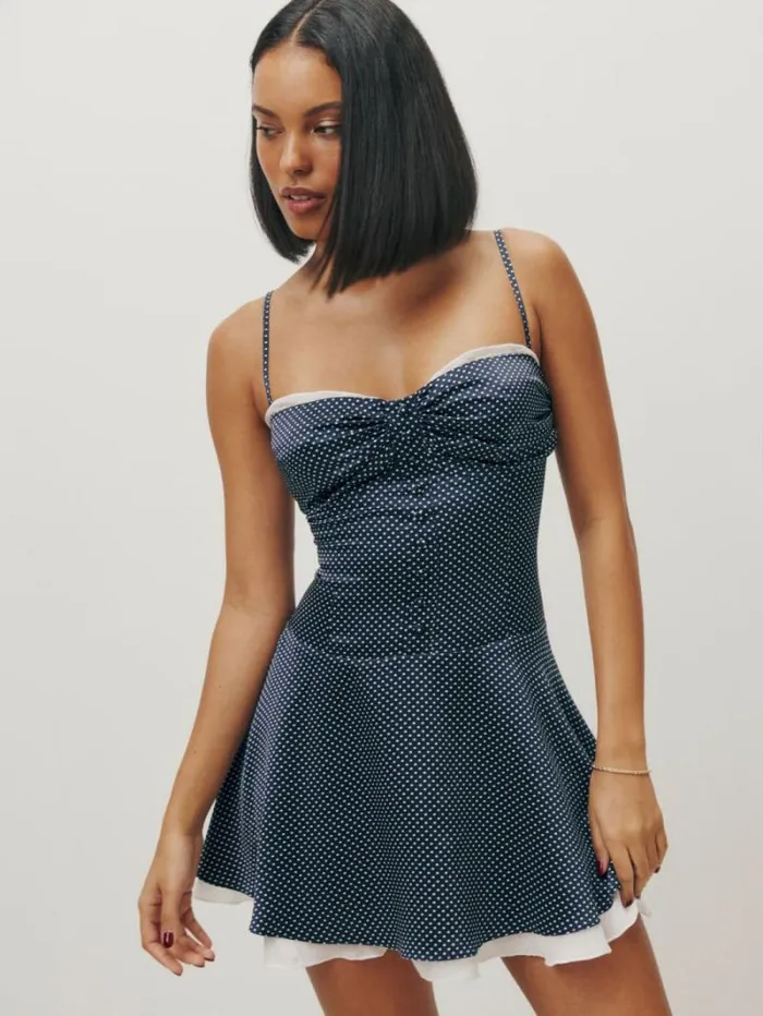 The Reformation Ursula Silk Dress Raindrops 8211 Clothing