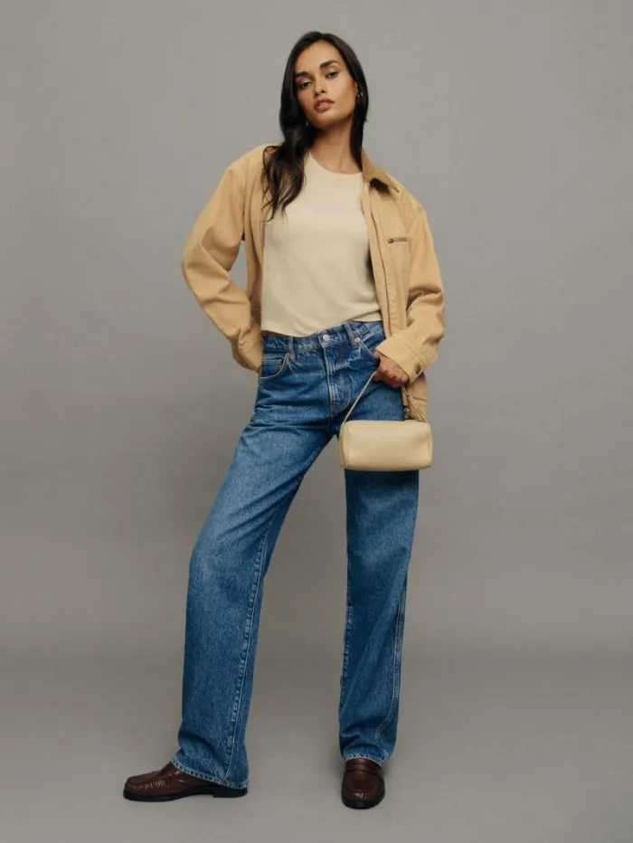 The Reformation Val 90s Mid Rise Straight Jeans Pelican 8211 Clothing