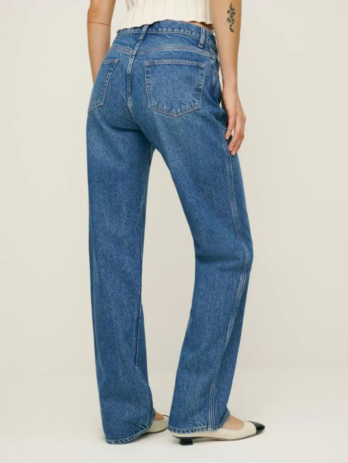 The Reformation Val 90s Mid Rise Straight Jeans Pelican 8211 Clothing
