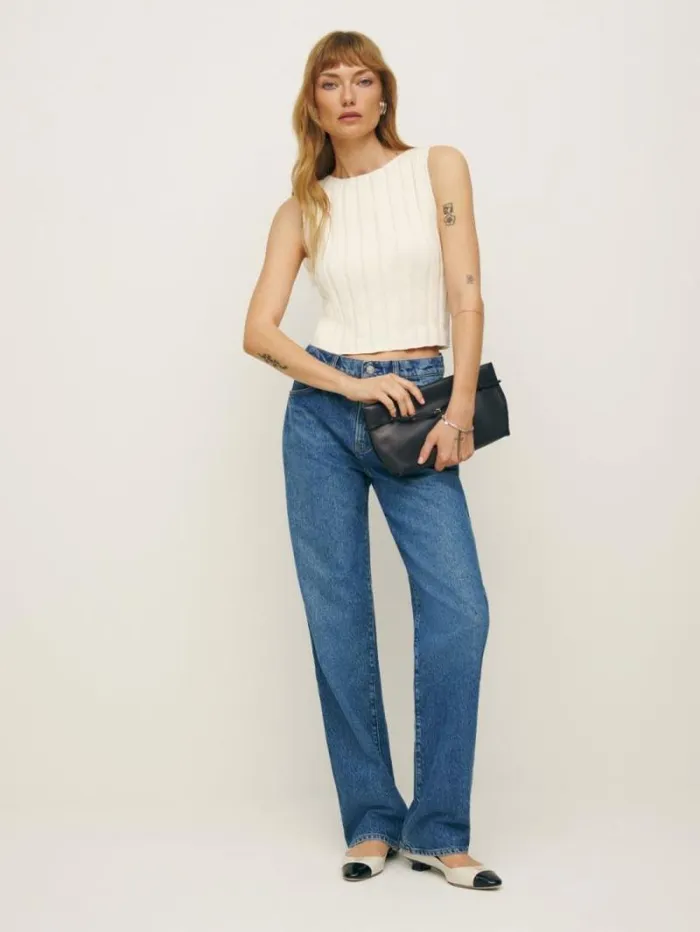 The Reformation Val 90s Mid Rise Straight Jeans Pelican 8211 Clothing