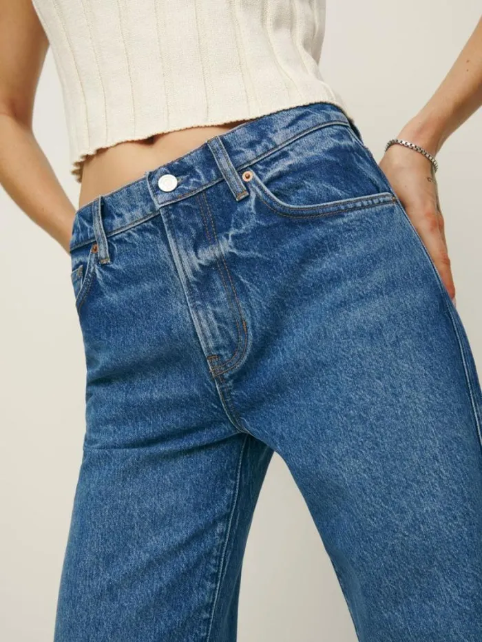 The Reformation Val 90s Mid Rise Straight Jeans Pelican 8211 Clothing
