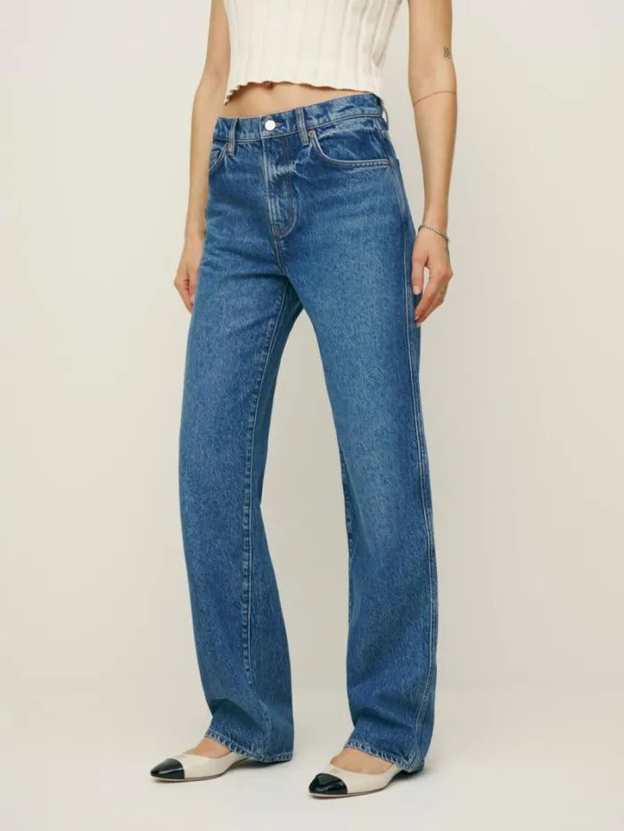 The Reformation Val 90s Mid Rise Straight Jeans Pelican 8211 Clothing