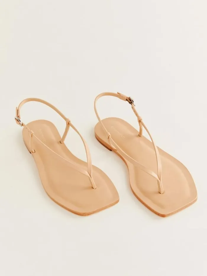 The Reformation Vincenza Thong Sandal Porcini Leather 8211 Shoes