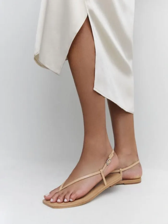 The Reformation Vincenza Thong Sandal Porcini Leather 8211 Shoes
