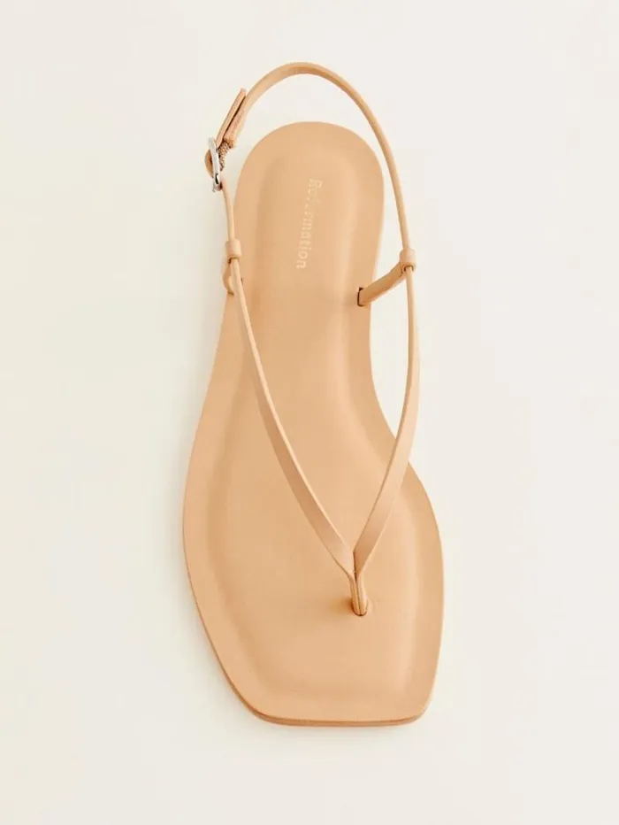 The Reformation Vincenza Thong Sandal Porcini Leather 8211 Shoes