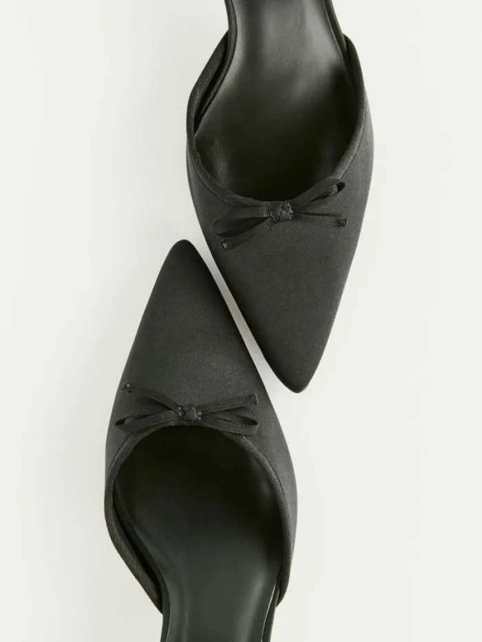 The Reformation Wade Kitten Heel Black Satin 8211 WeddingsShoes