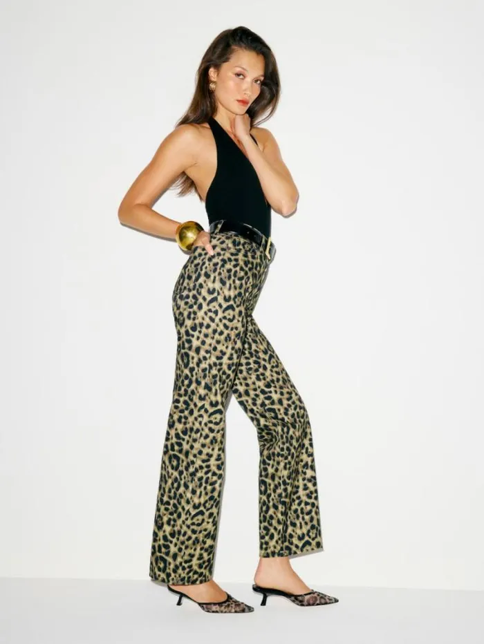 The Reformation Wilda Kitten Mule Leopard Mesh 8211 Shoes