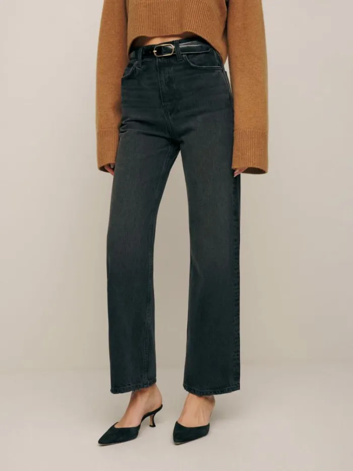 The Reformation Wilder High Rise Wide Leg Cropped Jeans Trinity 8211 Clothing