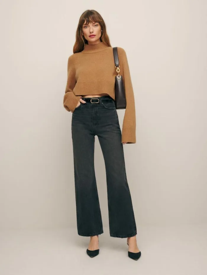 The Reformation Wilder High Rise Wide Leg Cropped Jeans Trinity 8211 Clothing