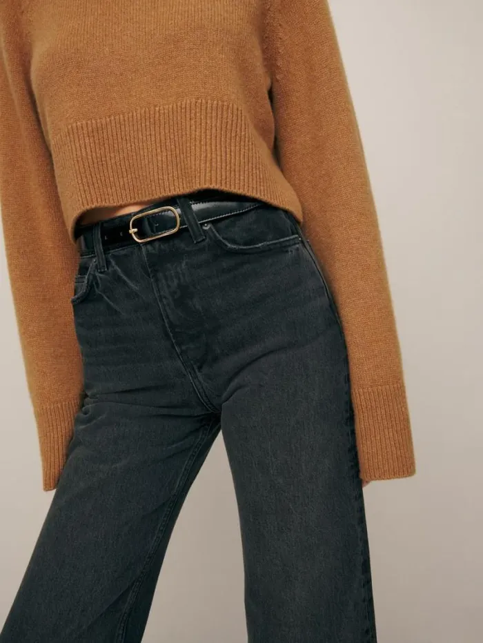 The Reformation Wilder High Rise Wide Leg Cropped Jeans Trinity 8211 Clothing