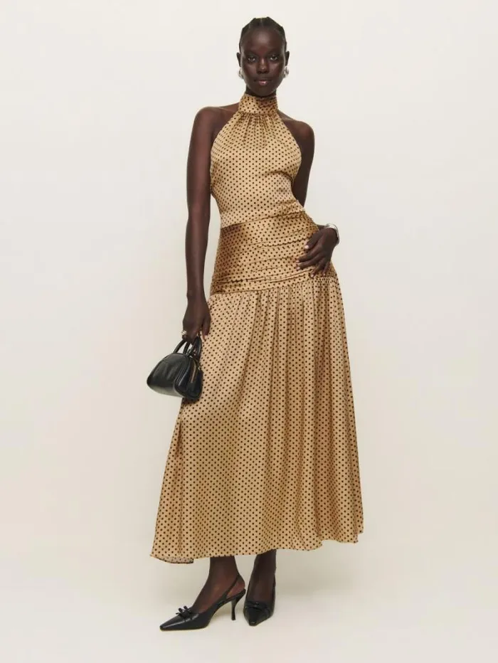 The Reformation Zaria Silk Dress Alder Dot 8211 ClothingWeddings