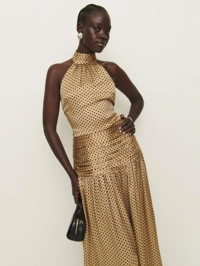 The Reformation Zaria Silk Dress Alder Dot 8211 ClothingWeddings