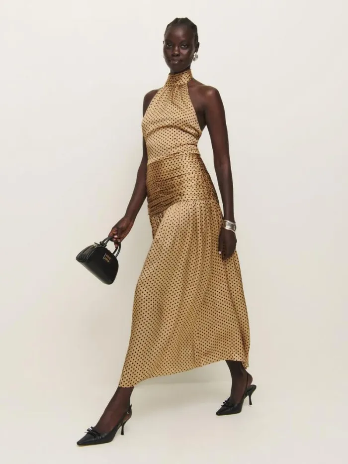 The Reformation Zaria Silk Dress Alder Dot 8211 ClothingWeddings