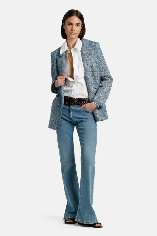 Valina Valina Avio Blue Women Jackets and Blazers Luisa Spagnoli Valina Valina Avio Blue Women Jackets and Blazers Luisa Spagnoli
