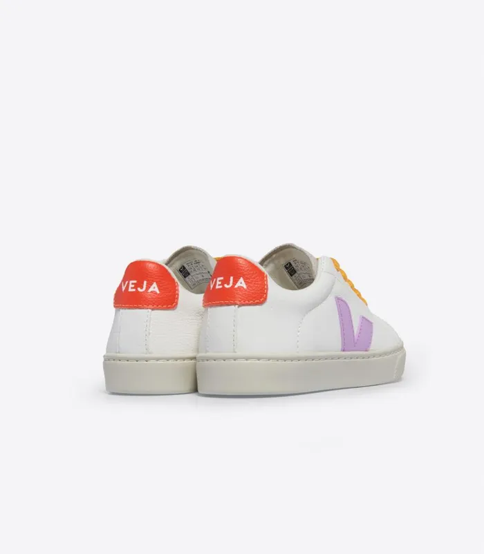 VEJA ESPLAR LACES CHROMEFREE LEATHER WHITE ORCHID ORANGE FLUO Kids Esplar
