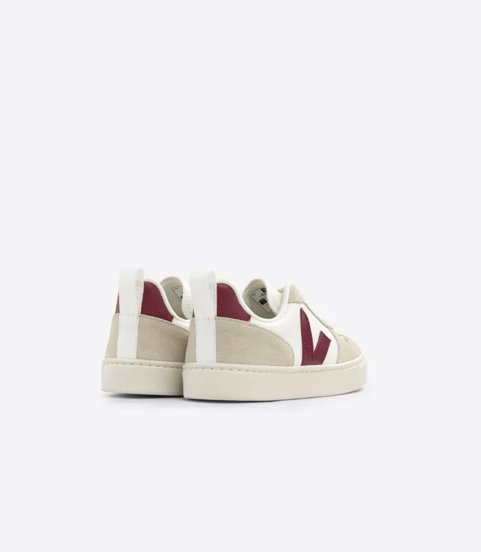 VEJA V10 LACES CHROMEFREE LEATHER WHITE MARSALA ALMOND Kids V10