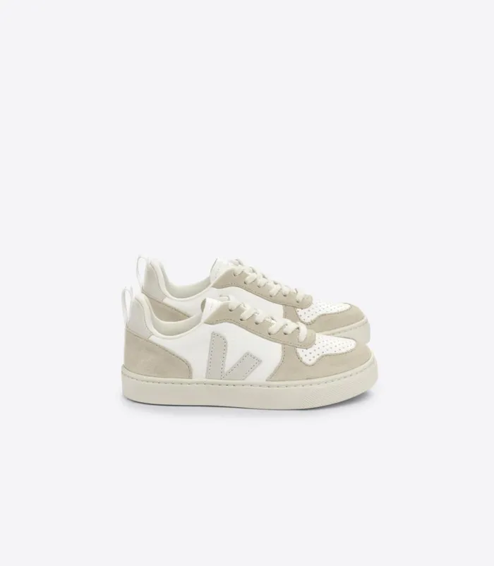 VEJA V10 LACES CHROMEFREE LEATHER WHITE NATURAL ALMOND Kids V10