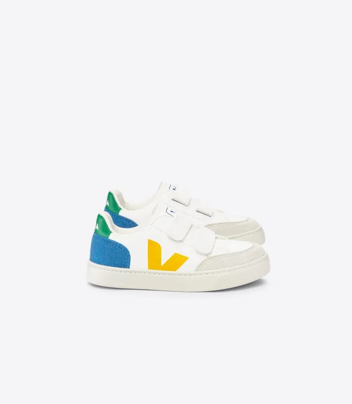 VEJA V12 CHROMEFREE LEATHER WHITE MULTICO INDIGO Kids V12