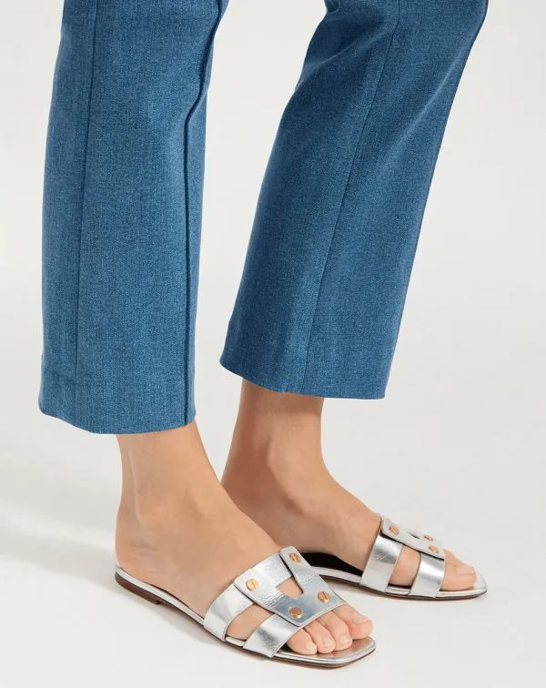 Via Slide Sandal Silver Women Veronica Beard Shoes Via Slide Sandal Silver Women Veronica Beard Shoes