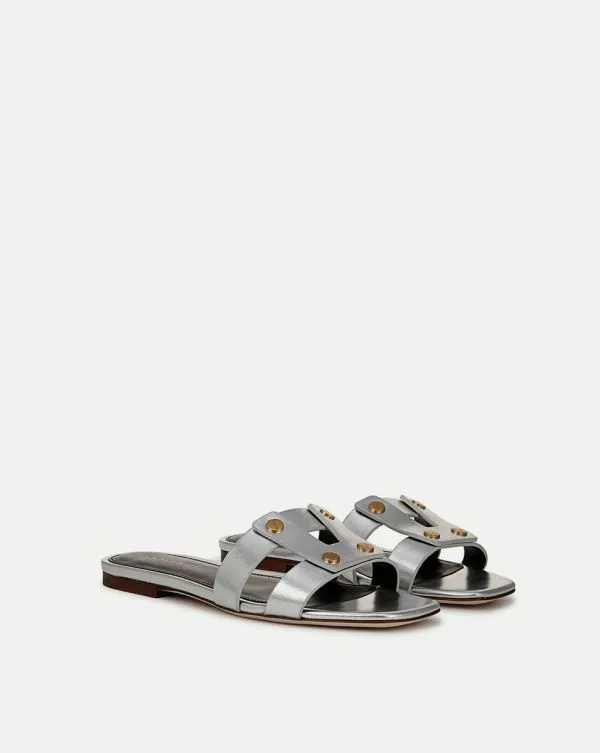 Via Slide Sandal Silver Women Veronica Beard Shoes Via Slide Sandal Silver Women Veronica Beard Shoes