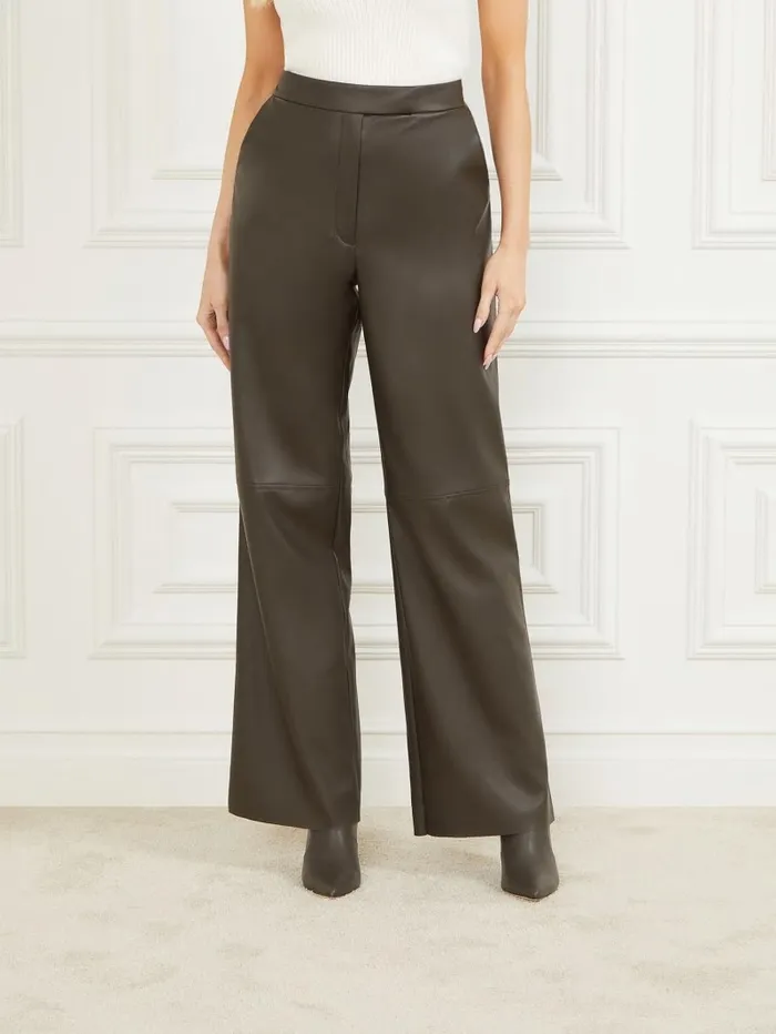 Vixen FauxLeather Wide Leg Pant 344 Olive Branch Women Bottoms GUESS Vixen FauxLeather Wide Leg Pant 344 Olive Branch Women Bottoms GUESS