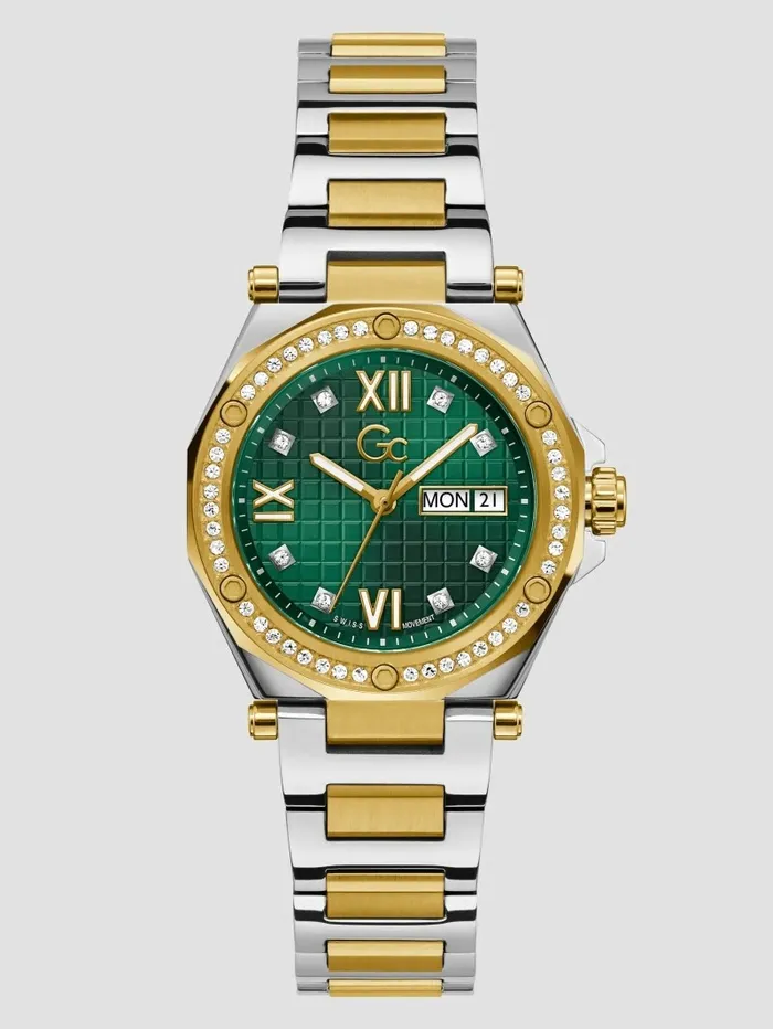 Watches Gc TwoTone and Green Analog Watch Green 8211 GUESS Women