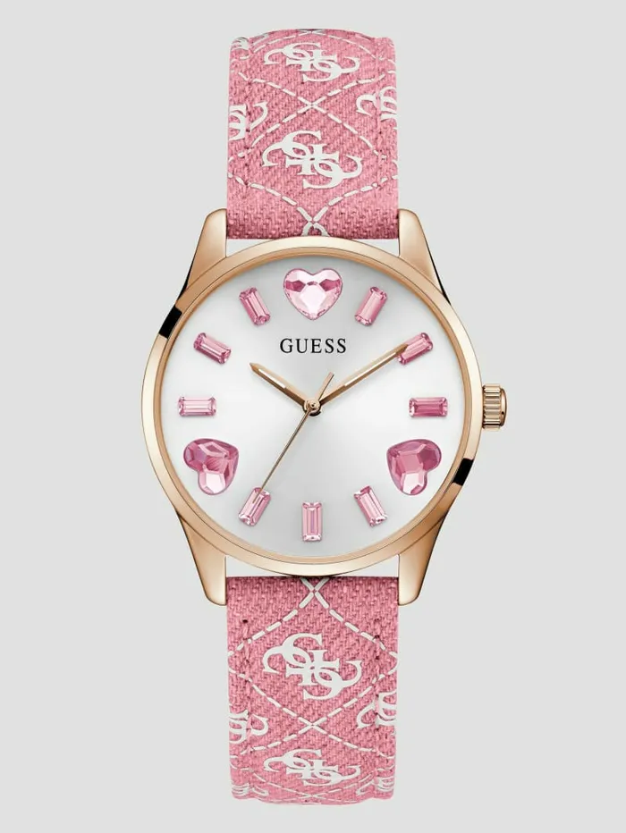 Watches GUESS Women Pink Denim Analog Watch Silver