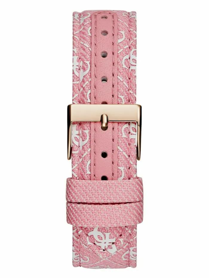 Watches GUESS Women Pink Denim Analog Watch Silver Watches GUESS Women Pink Denim Analog Watch Silver