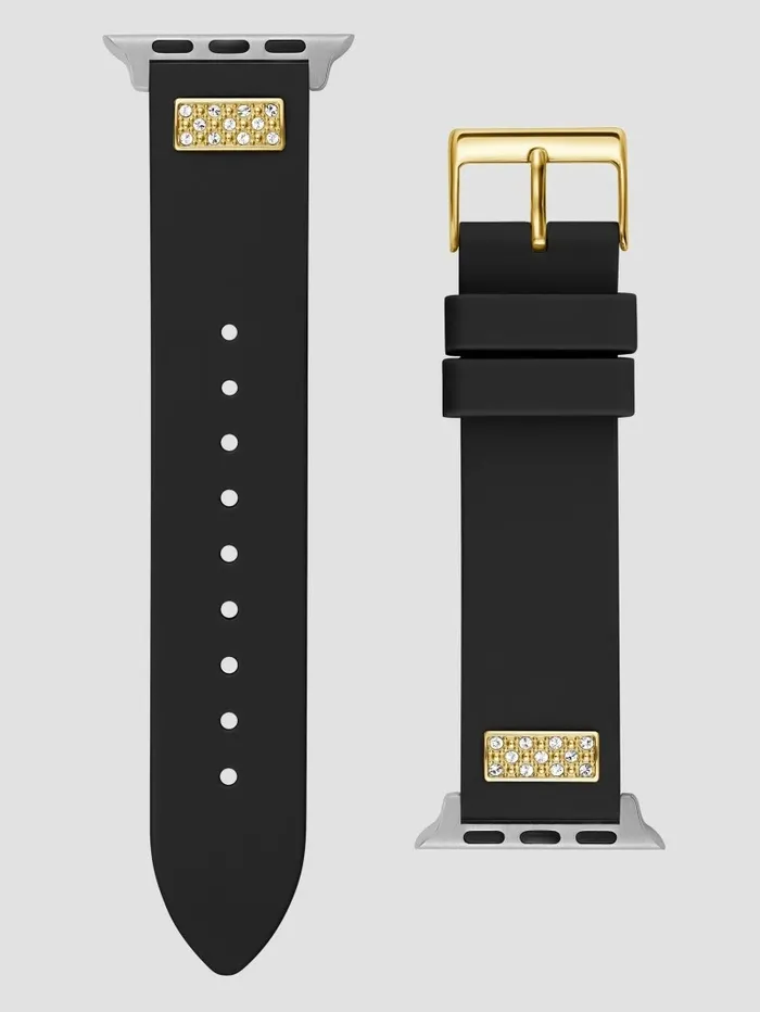 Watches GUESS Women Rhinestone Black Silicone 3840 mm Band for Apple Watch Black Snakeskin