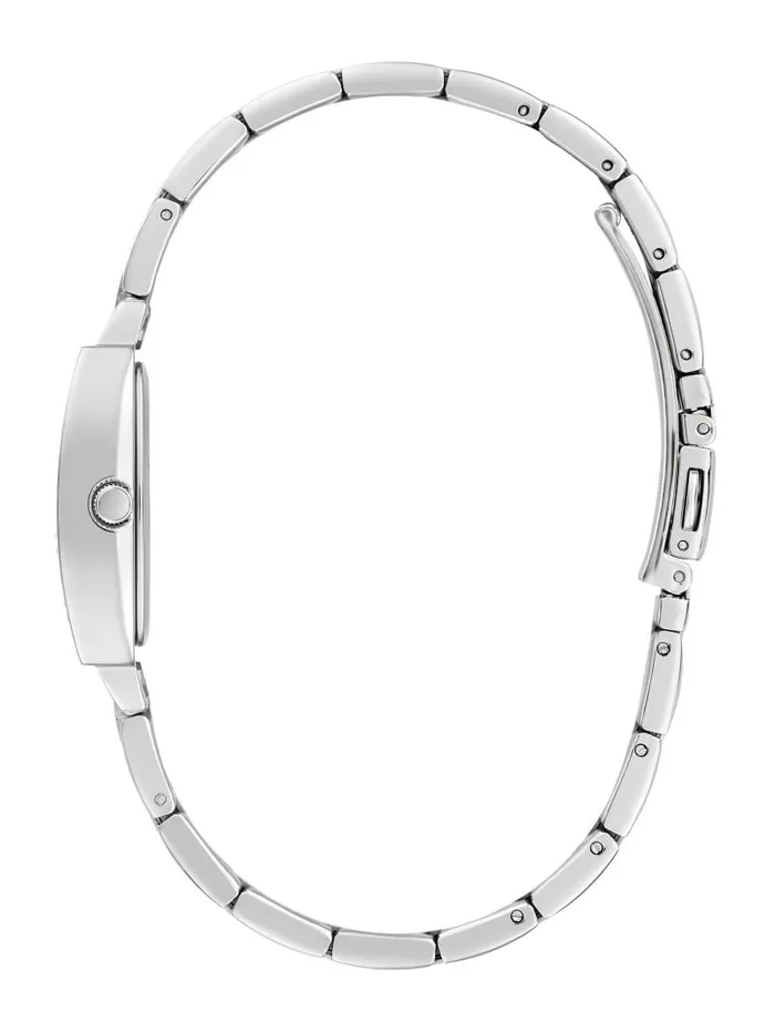 Watches GUESS Women SilverTone Crystal Barrel Analog Watch Silver Watches GUESS Women SilverTone Crystal Barrel Analog Watch Silver