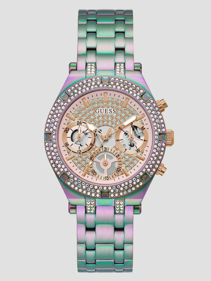Watches Iridescent and Crystal Multifunction Watch Iridescent GUESS Women