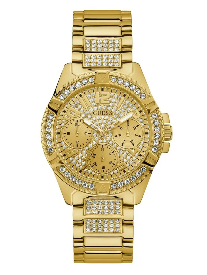 Watches Rhinestone GoldTone Multifunction Watch Gold 8211 GUESS Women