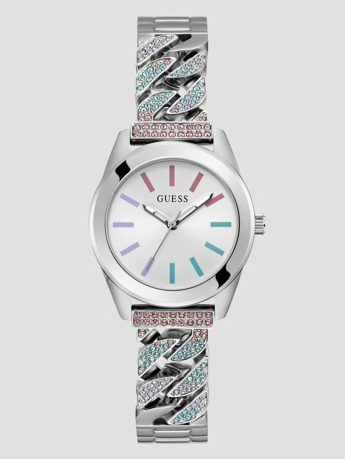 Watches SilverTone Analog Watch Silver GUESS Women