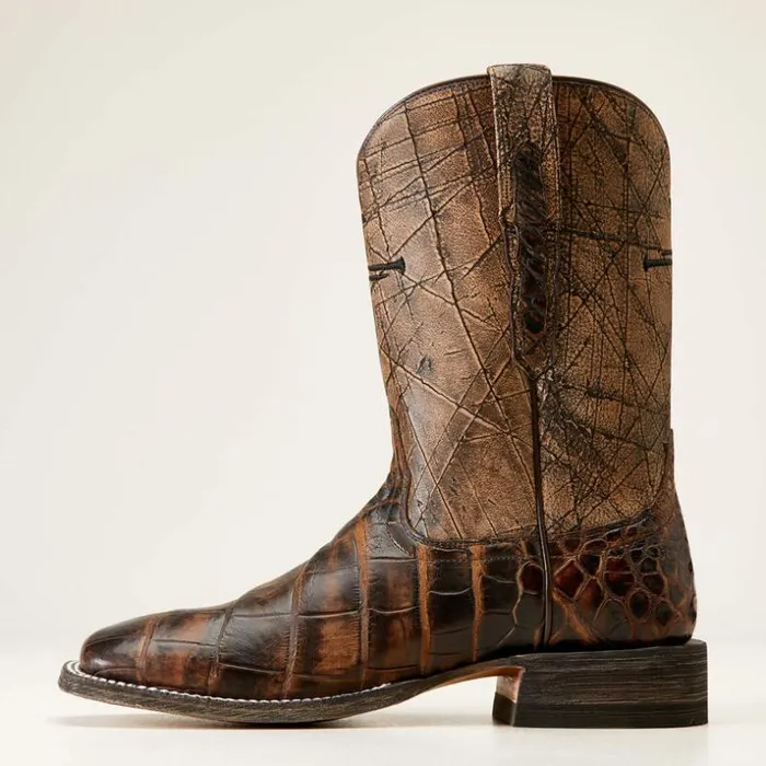 Western Boots Men Ariat Backwater Western Boot Brown American Alligator