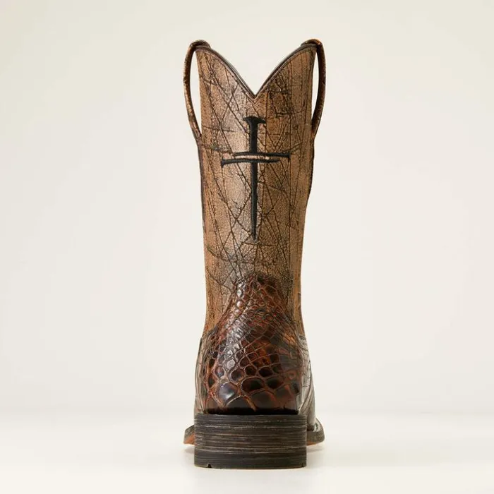 Western Boots Men Ariat Backwater Western Boot Brown American Alligator