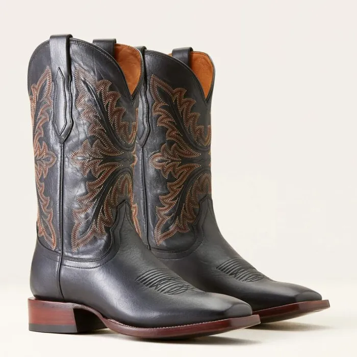 Western Boots Men Ariat Bench Made Bassett Cowboy Boot Cool Black Bison