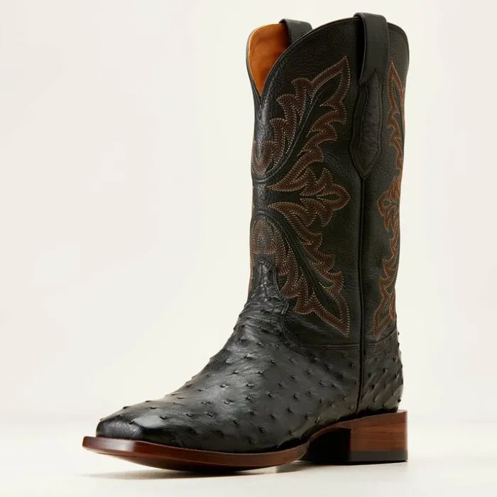 Western Boots Men Ariat Bench Made Bassett Western Boot Black Full Quill Ostrich Western Boots Men Ariat Bench Made Bassett Western Boot Black Full Quill Ostrich