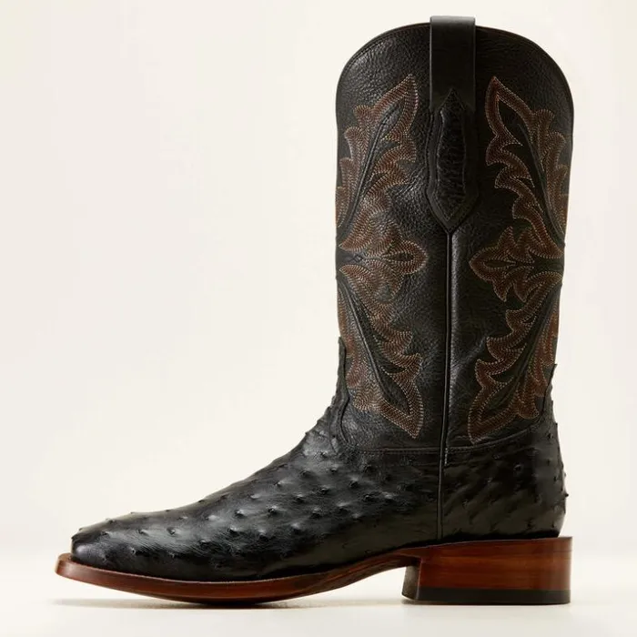 Western Boots Men Ariat Bench Made Bassett Western Boot Black Full Quill Ostrich Western Boots Men Ariat Bench Made Bassett Western Boot Black Full Quill Ostrich