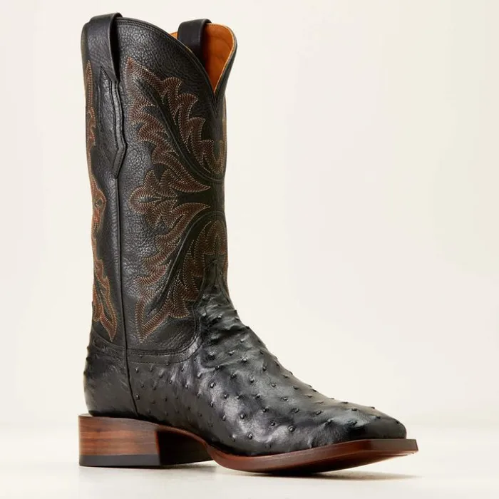 Western Boots Men Ariat Bench Made Bassett Western Boot Black Full Quill Ostrich Western Boots Men Ariat Bench Made Bassett Western Boot Black Full Quill Ostrich