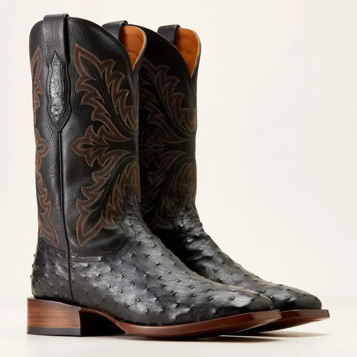 Western Boots Men Ariat Bench Made Bassett Western Boot Black Full Quill Ostrich Western Boots Men Ariat Bench Made Bassett Western Boot Black Full Quill Ostrich
