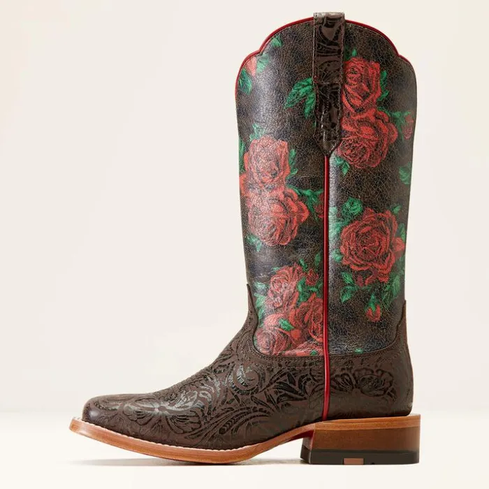 Western Boots Women Ariat Frontier Farrah Western Boot Chocolate Floral Emboss Western Boots Women Ariat Frontier Farrah Western Boot Chocolate Floral Emboss