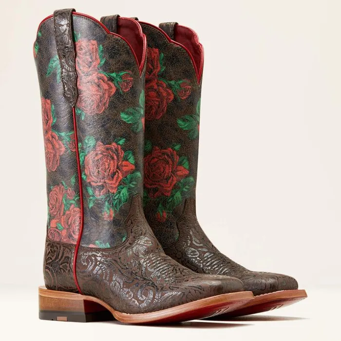 Western Boots Women Ariat Frontier Farrah Western Boot Chocolate Floral Emboss Western Boots Women Ariat Frontier Farrah Western Boot Chocolate Floral Emboss