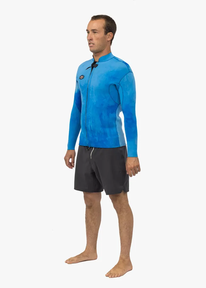 Wetsuit Tops and Lycra Men Vissla Solid Sets 2MM Front Zip Wetsuit Jacket Tie Dye