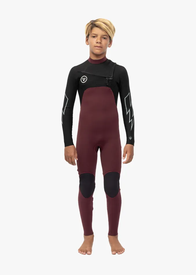 Wetsuits Youth 7 Seas Boys 32 Bolt Full Chest Zip Wetsuit Wine Vissla