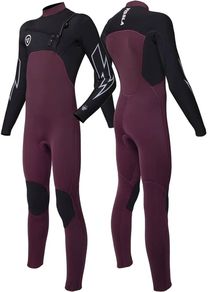 Wetsuits Youth 7 Seas Boys 32 Bolt Full Chest Zip Wetsuit Wine Vissla